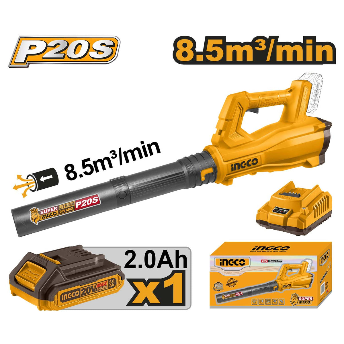 INGCO Cordless Blower, With 1 pcs Battery