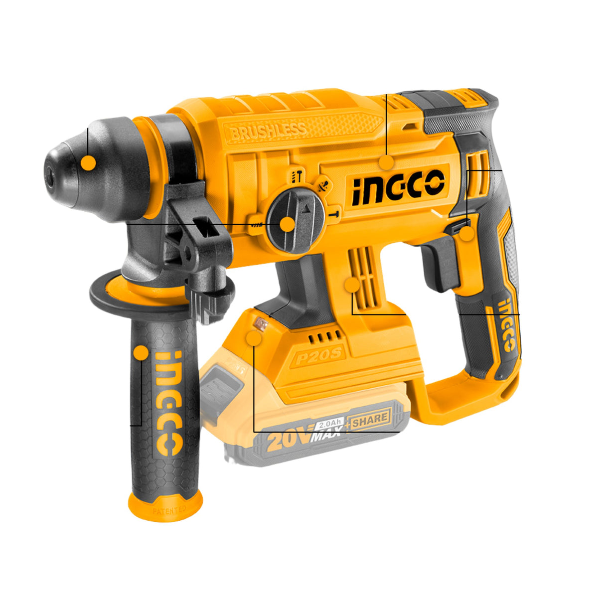 INGCO Cordless Rotary Hammer Drill