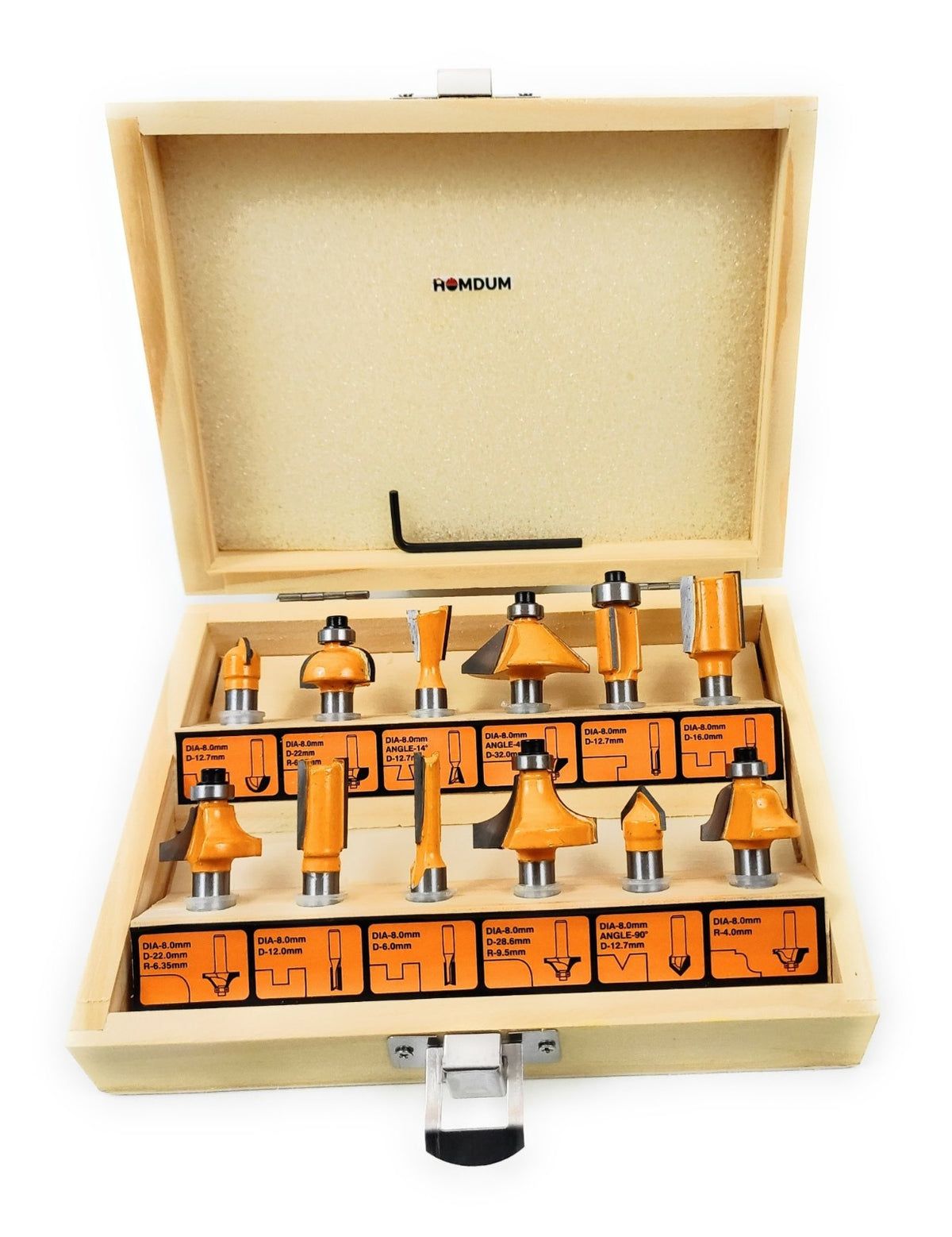 INGCO AKRT1221 12-Piece Router Bit Set with 12mm Shank for Woodworking