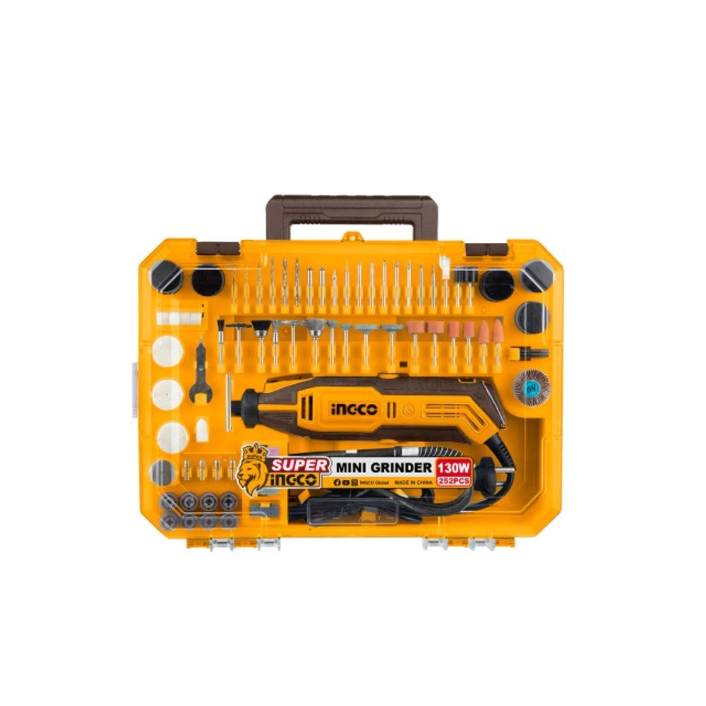 INGCO MG133281 Mini Grinder 130W with Variable Speed Control, Flexible Shaft & 252-Piece Accessory Set