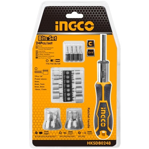 INGCO HKSDB0248 24 Pcs Ratchet Screwdriver Set