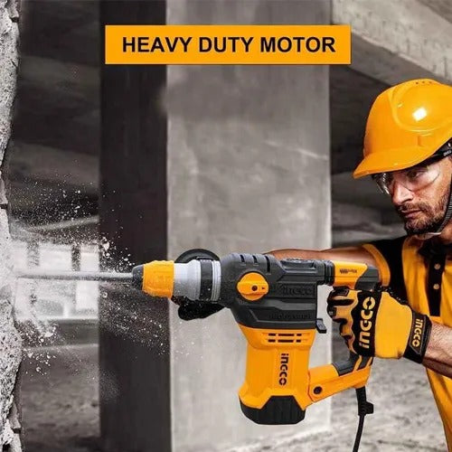 INGCO RH150068 1500W Rotary Hammer Drill – 32mm SDS Plus, 5.5J Impact Energy