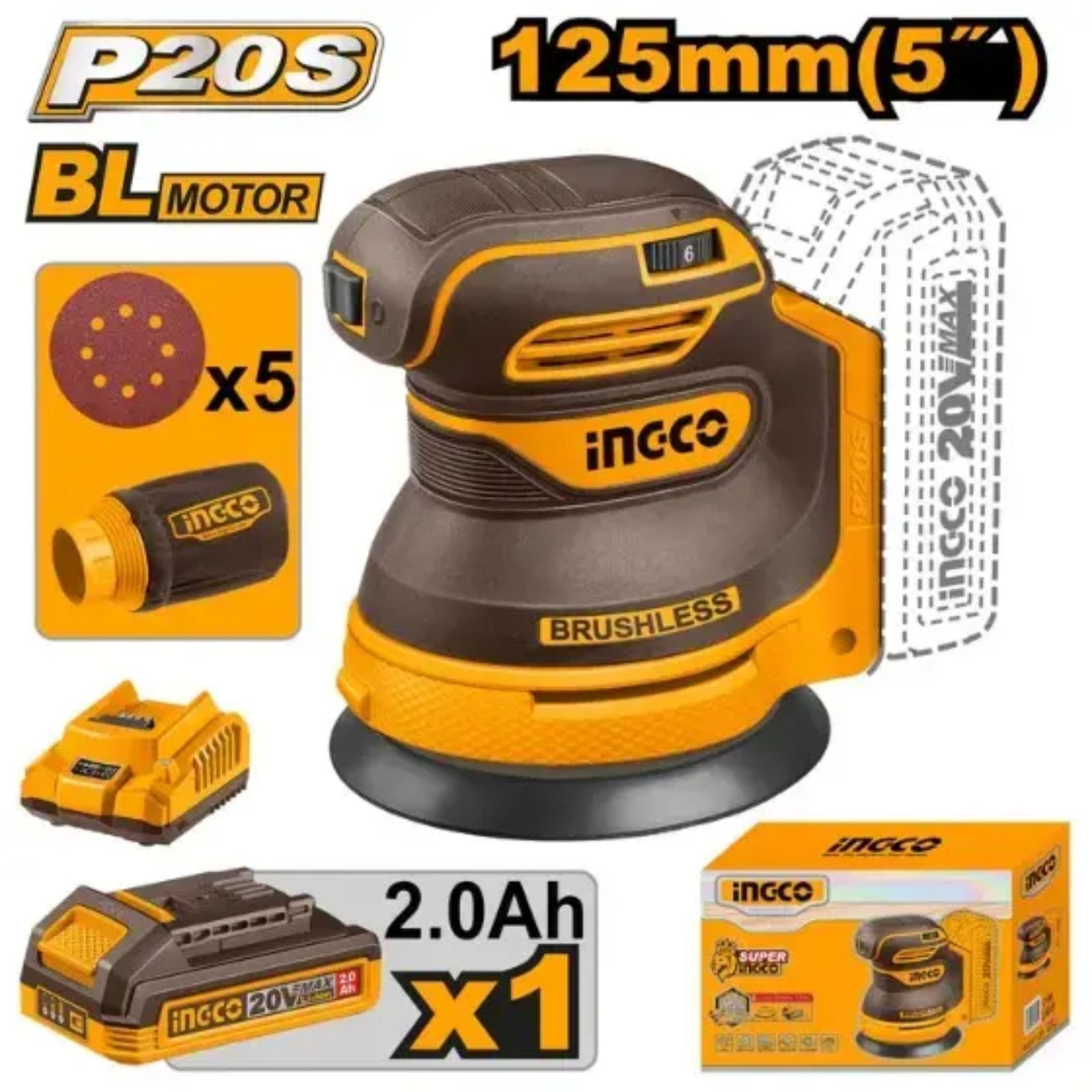 Cordless random orbit sander