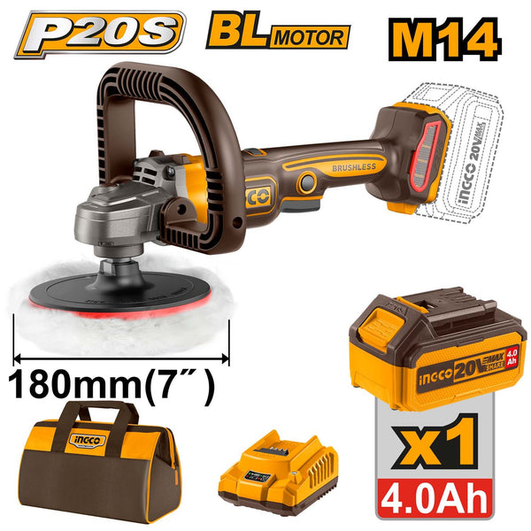 INGCO Cordless polisher, M14, Variable Speed, with Battery and Charger