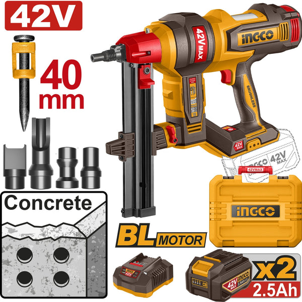 Cordless concrete nailer