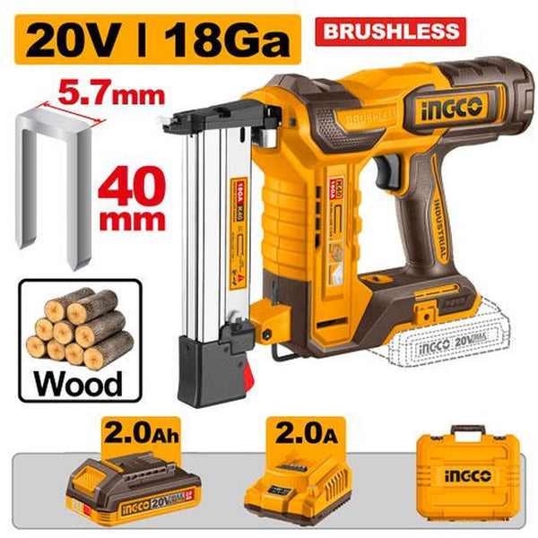 Cordless crown stapler nailer