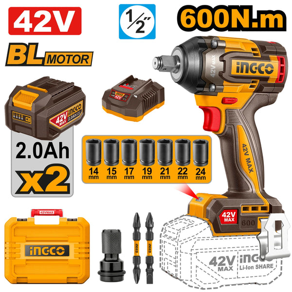 Cordless impact wrench 600Nm