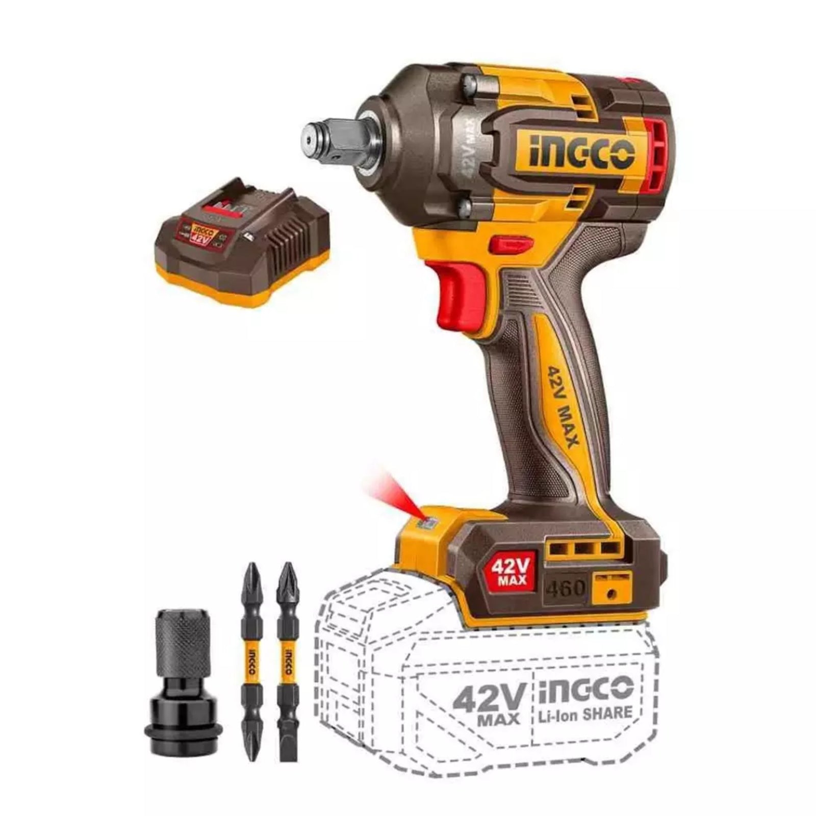 Cordless impact wrench 460Nm