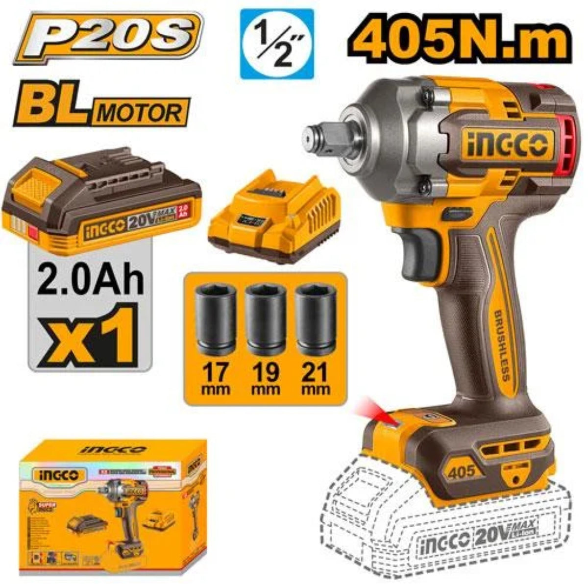 Cordless impact wrench 405Nm