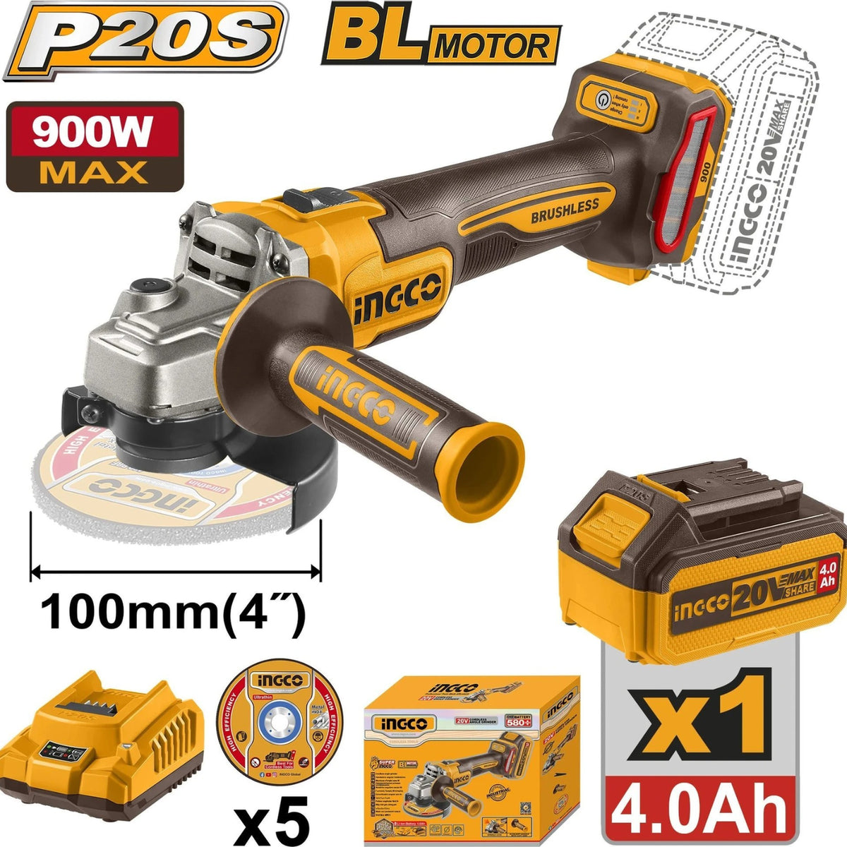 Cordless angle grinder