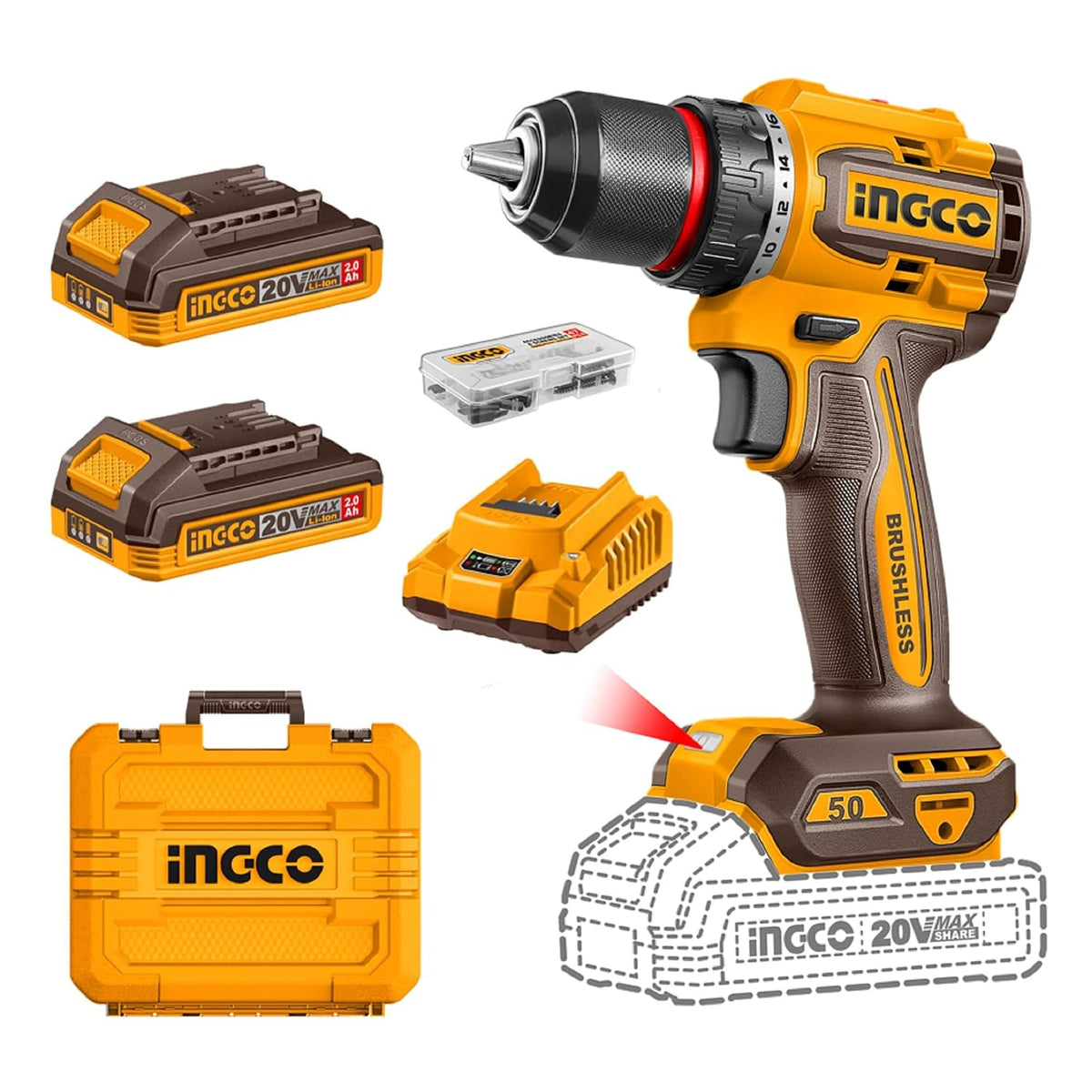 Compact brushless cordless drill