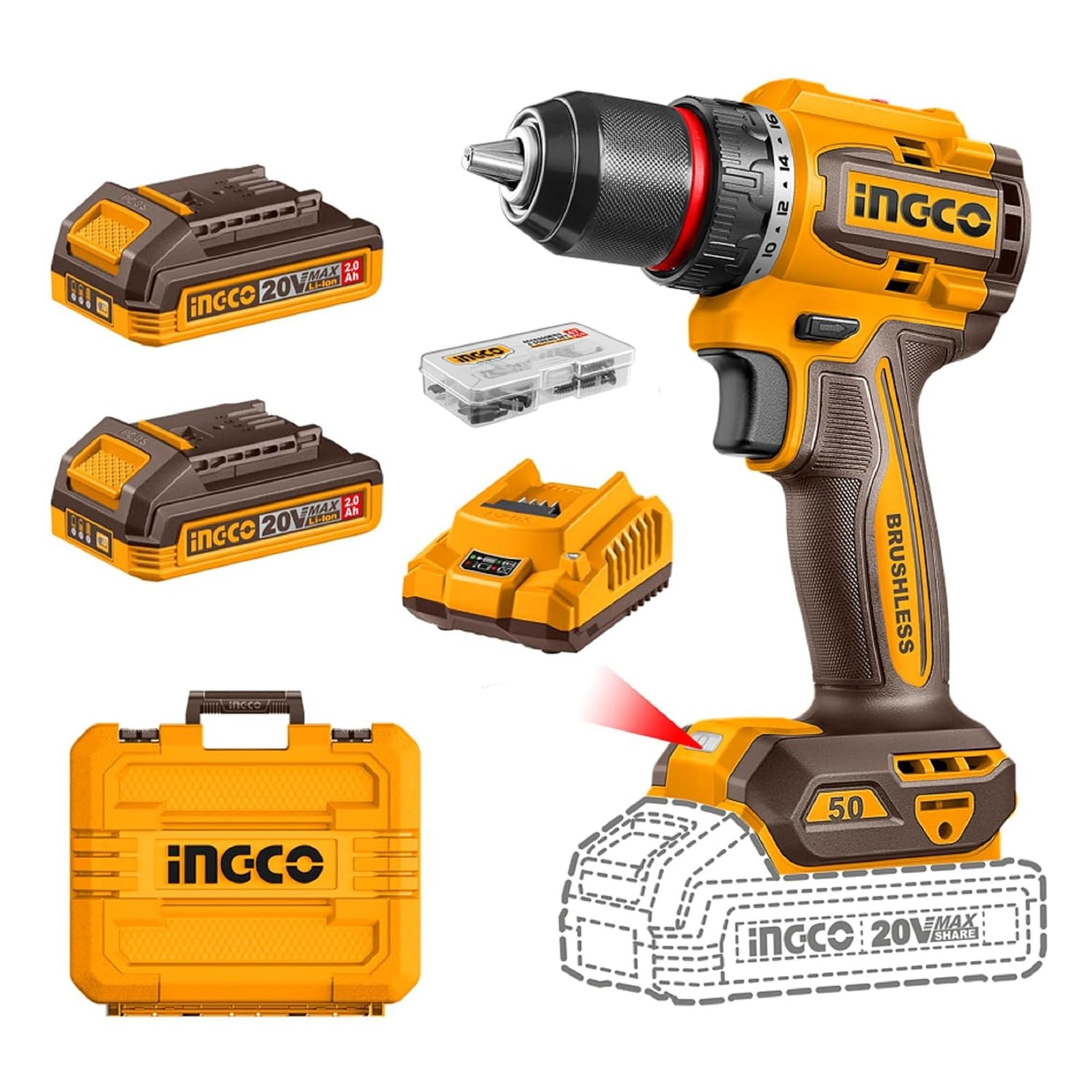 Compact brushless cordless drill