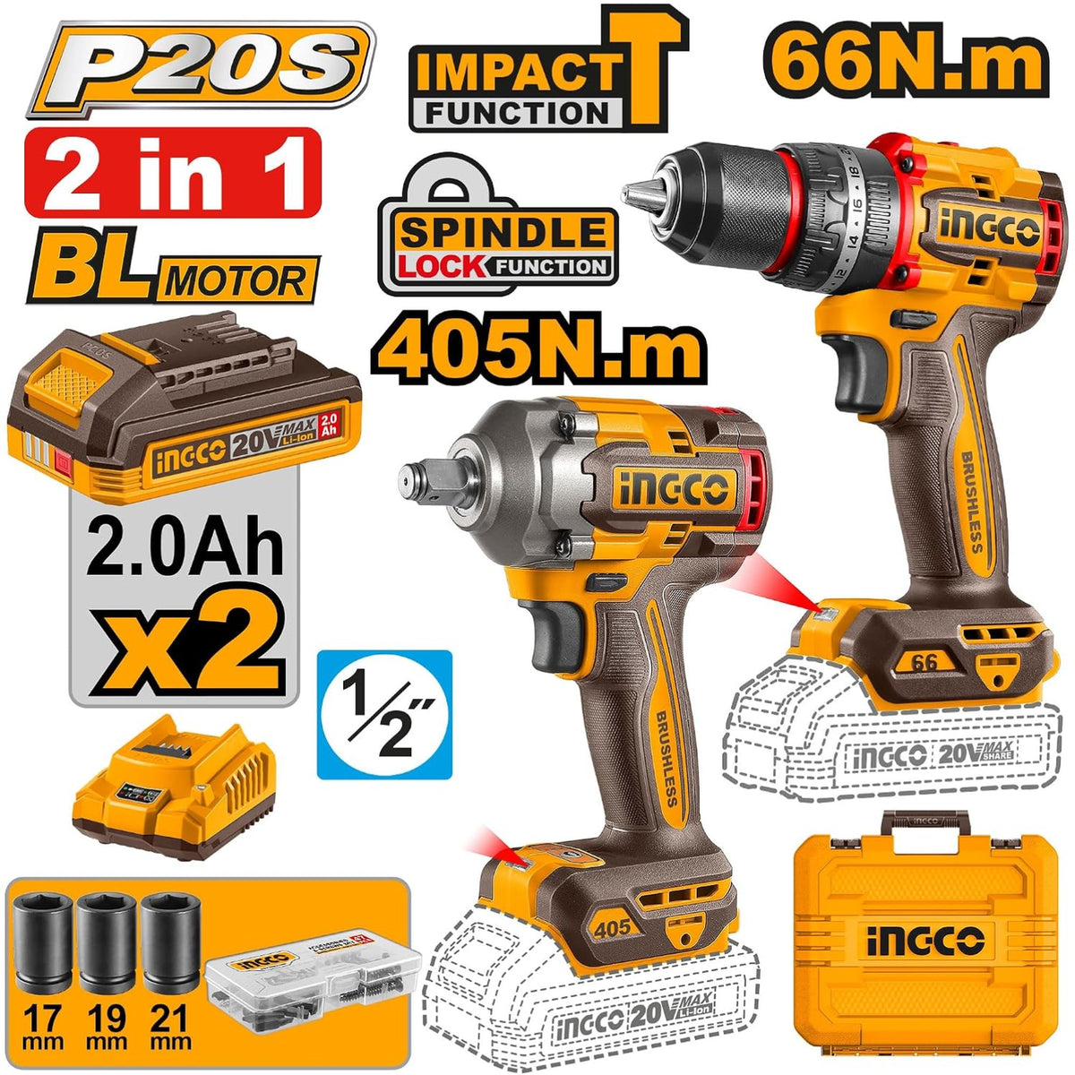 Cordless impact wrench 405Nm