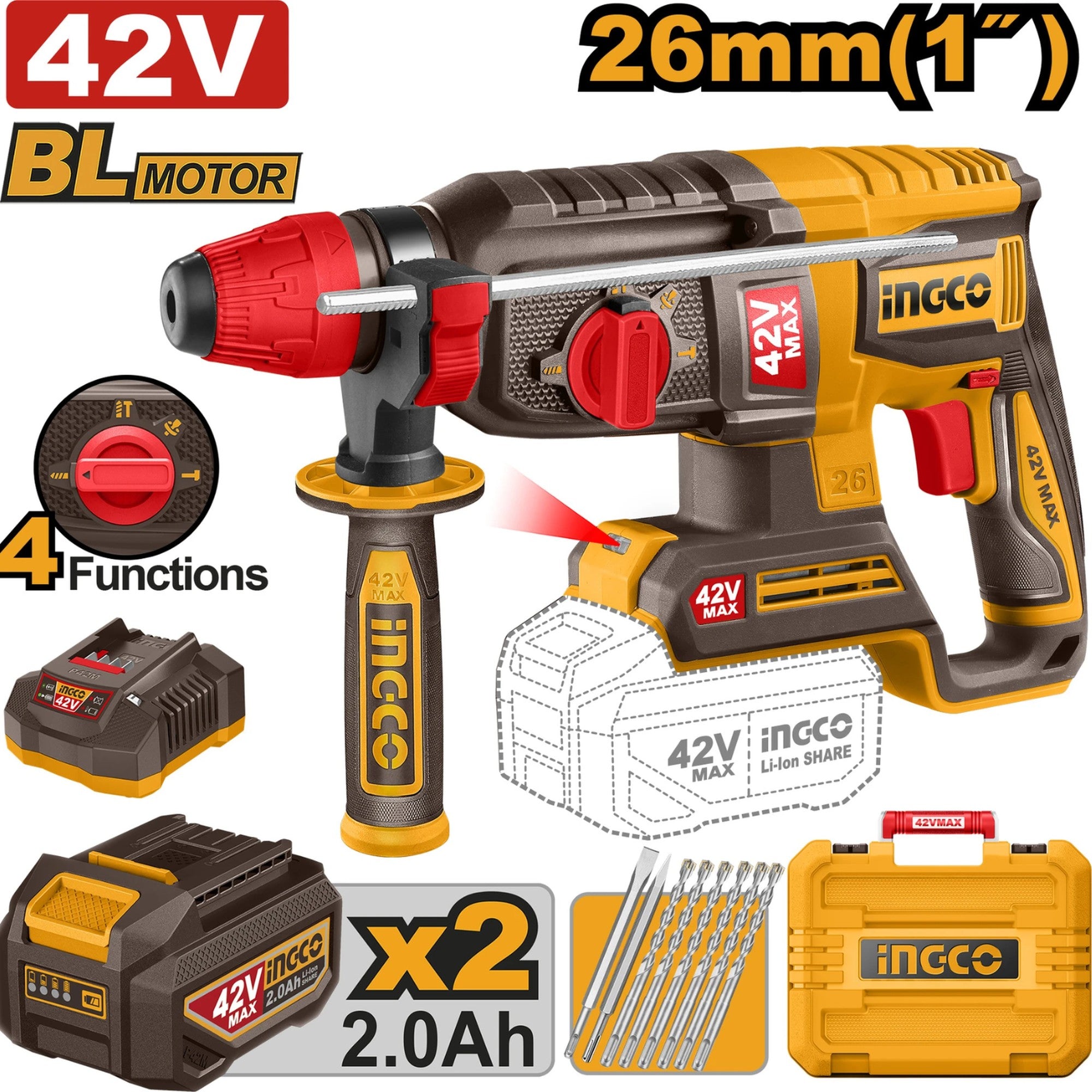 Cordless rotary hammer