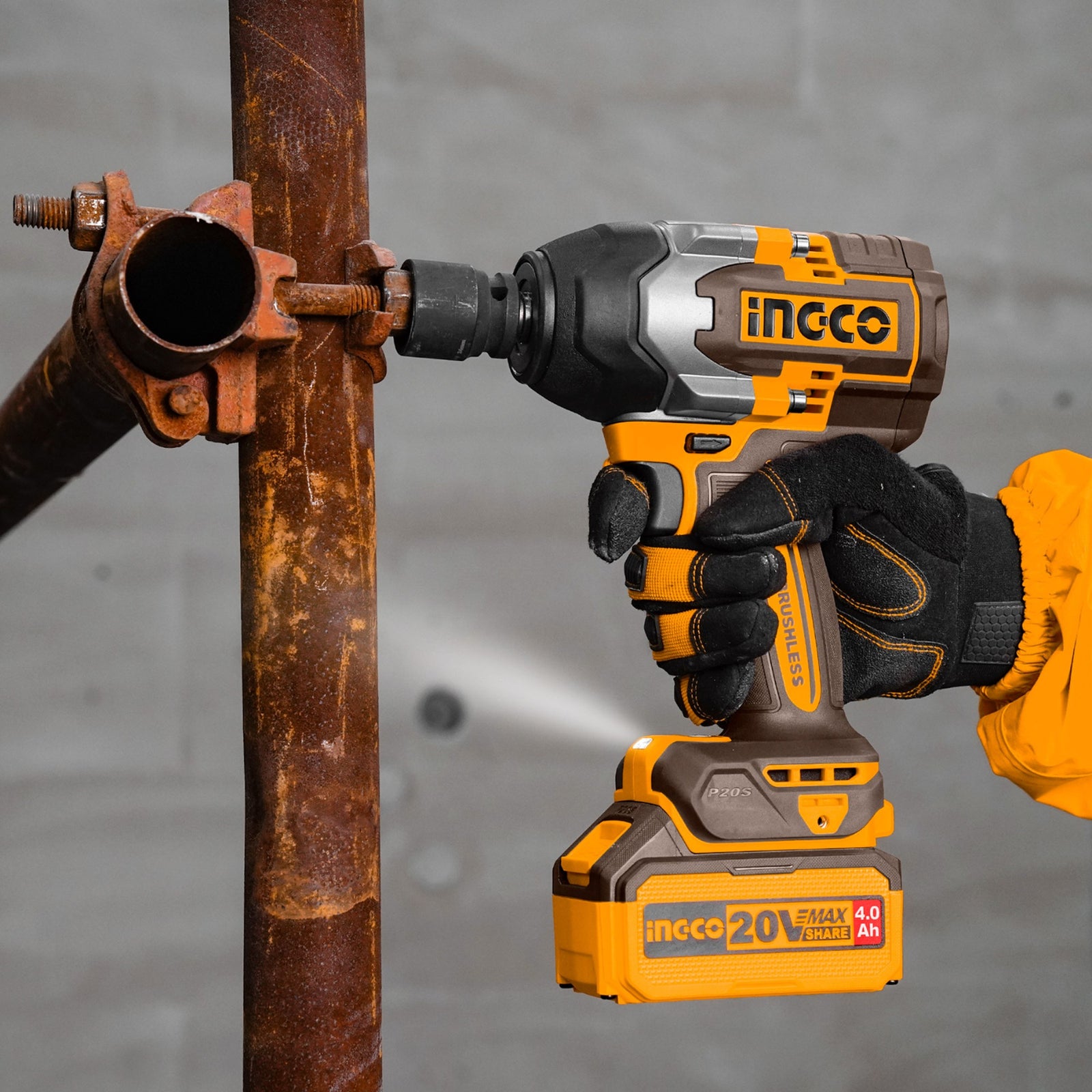 INGCO Cordless Impact Wrench, Fastening torque: 850 Nm, Nut-Busting torque:1000 Nm