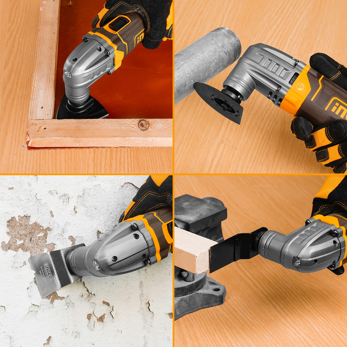 INGCO Cordless Multi Tool, 6 Speed Adjustment, With Blades & Sanding Papers, With Battery & Charger