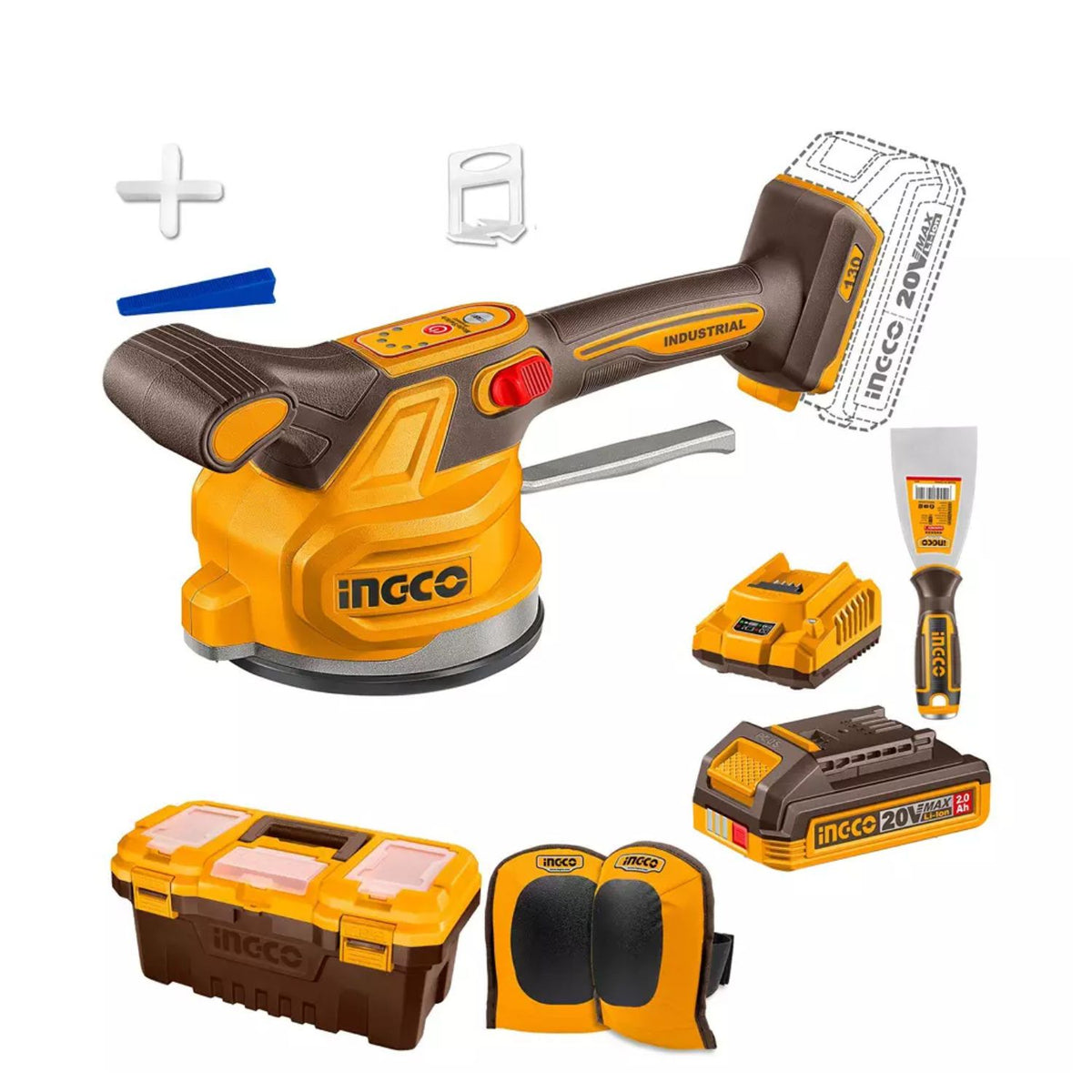 Cordless tile vibration machine with battery