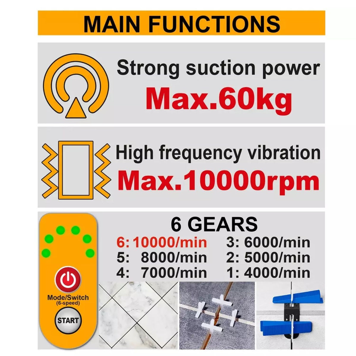 Cordless tile vibration machine with battery
