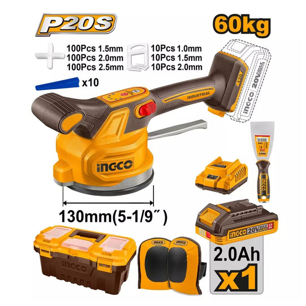 Cordless tile vibration machine with battery