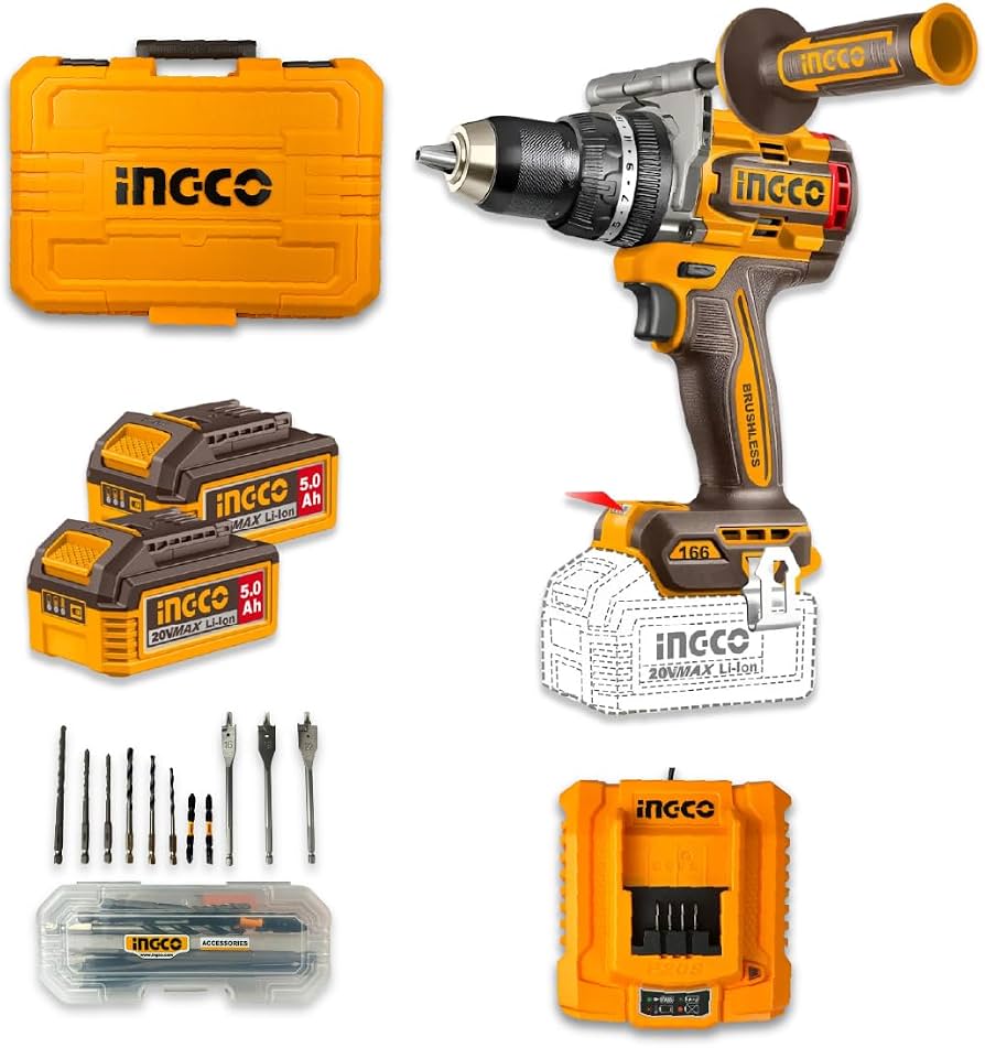 INGCO 20V Brushless Cordless Impact Drill – 166Nm