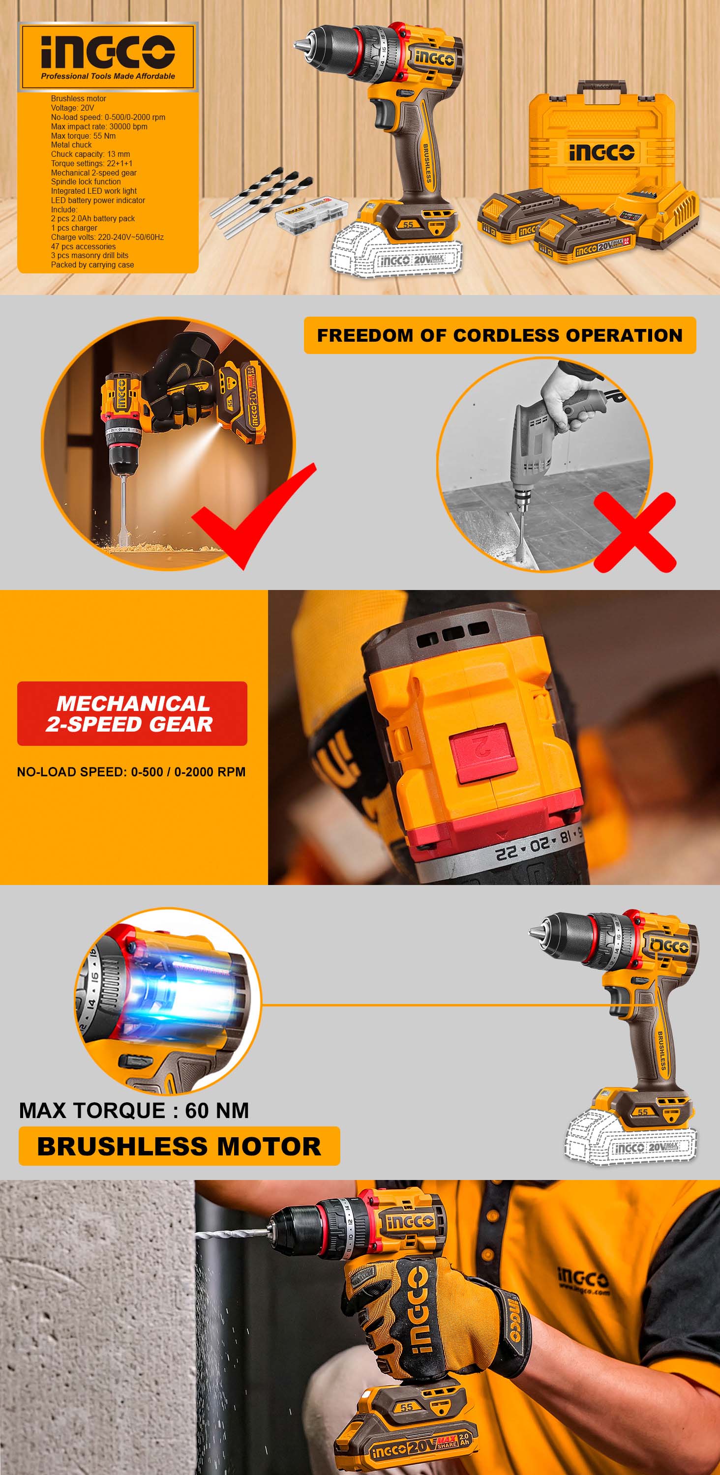 Compact Brushless Cordless Impact Drill
