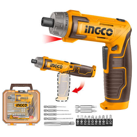 INGCO CSDLI08025 8V Cordless Screwdriver Set – 6Nm Torque, 220RPM, USB Type-C