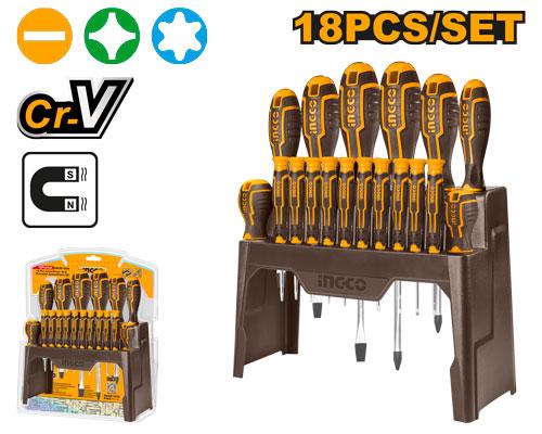 INGCO 18 Pcs Screwdriver And Precision Screwdriver Set