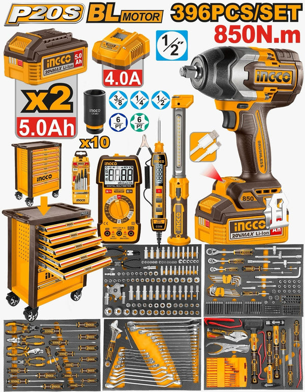 INGC396-Piece Tool Chest Set | 20V 850Nm Impact Wrench
