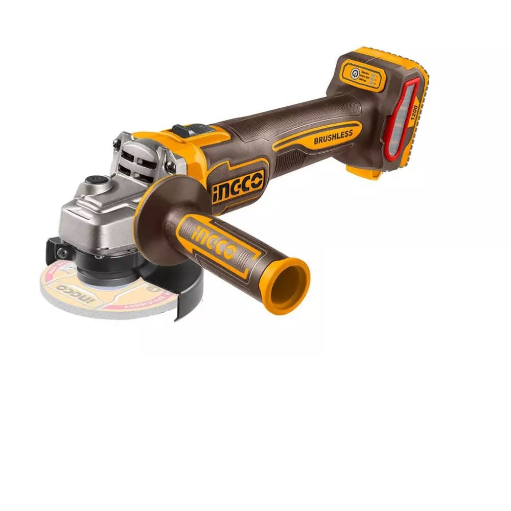 INGCO CKLI20358 20V Brushless Cordless 3pcs Combo Kit - 405Nm Impact Wrenches 66Nm Impact Drill 1200W Angle Grinder with 2×4.0Ah Batteries, Charger