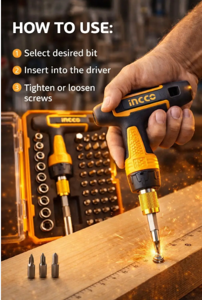 INGCO 47 Pcs T-handle Wrench Screwdriver Set