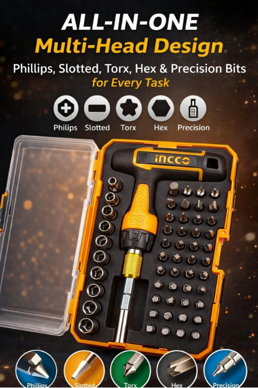 INGCO 47 Pcs T-handle Wrench Screwdriver Set