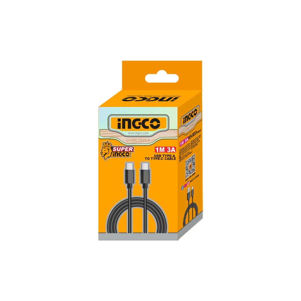 INGCO IUCC02 USB Type-C to Type-C Charging Cable 1M, 3A
