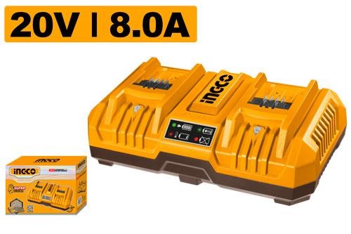 INGCO FCLI2082 20V Dual Fast Intelligent Battery Charger – 4A + 4A