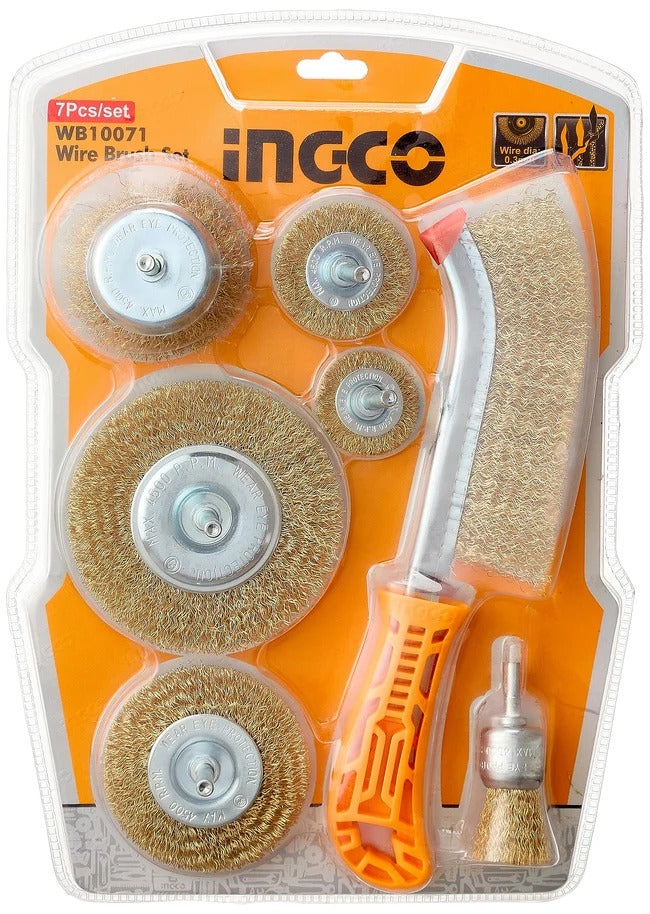 INGCO WB10071 7 Pcs Wire Brush Set – 0.3mm Wire Diameter