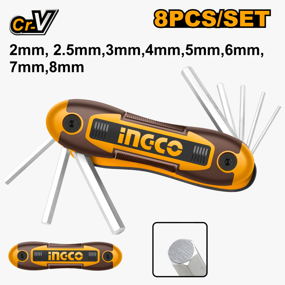 INGCO HHK14081 8-Piece Hex Key Set 2-8mm