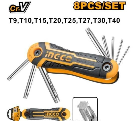 INGCO HHK14083 8-Piece CR-V Torx Key Set T9-T40