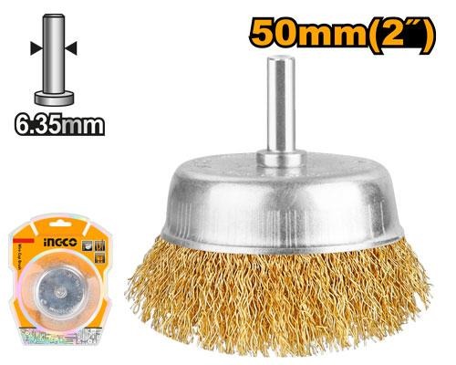 INGCO WB30501 50mm (2 Inch) Wire Cup Brush with 1/4 Inch Shank