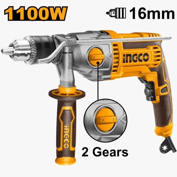 INGCO ID211008 1100W 16mm Impact Drill with Hammer Function