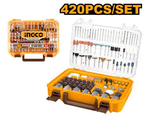INGCO AKMG4208 420 Pcs Mini Drill Accessories Set