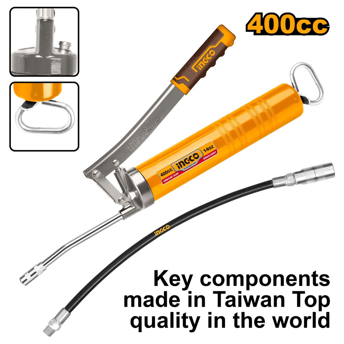 INGCO GRG015001 Heavy-Duty Grease Gun 400CC / 14oz – 4500 PSI