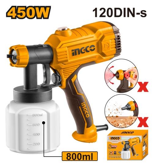 INGCO SPG3508 450W Electric Paint Spray Gun – 800ml
