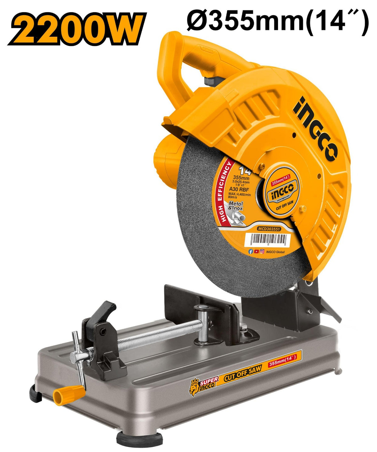 INGCO COS223558 2200W Cut-Off Saw – 355mm Metal Cutter