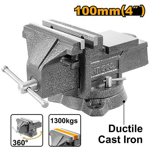 INGCO HBV084 4 Inch Bench Vice with Swivel Base and Anvil
