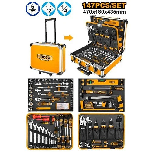 INGCO HKTHP21471 – 147 Pcs Hand Tools Set with Aluminum Case