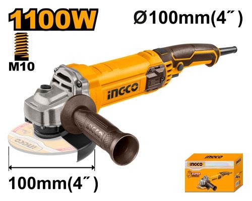 INGCO AG1100382 1100W 4-Inch Angle Grinder – 100mm, 12000 RPM