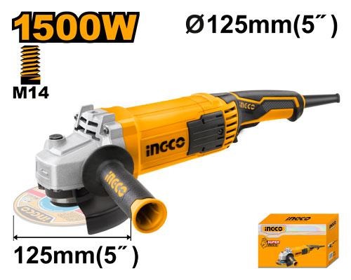 INGCO AG150018 1500W Angle Grinder – 125mm (5 Inch), 11000 RPM
