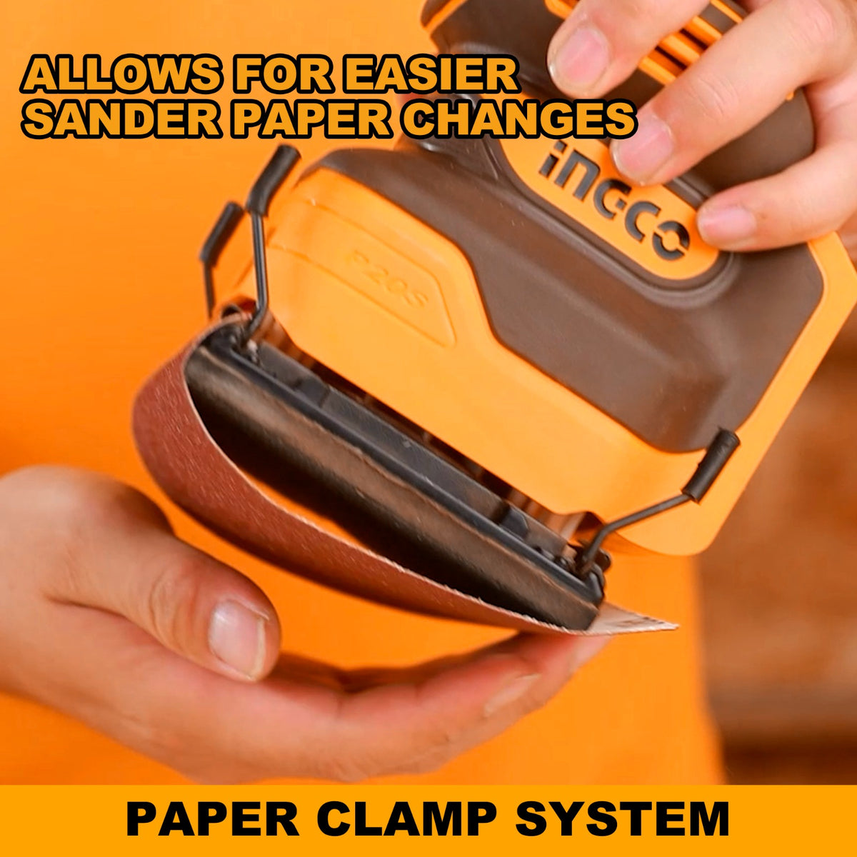 INGCO Cordless Sheet Sander,12000 RPM, With Battery and Charger, With 5 PCS sand paper