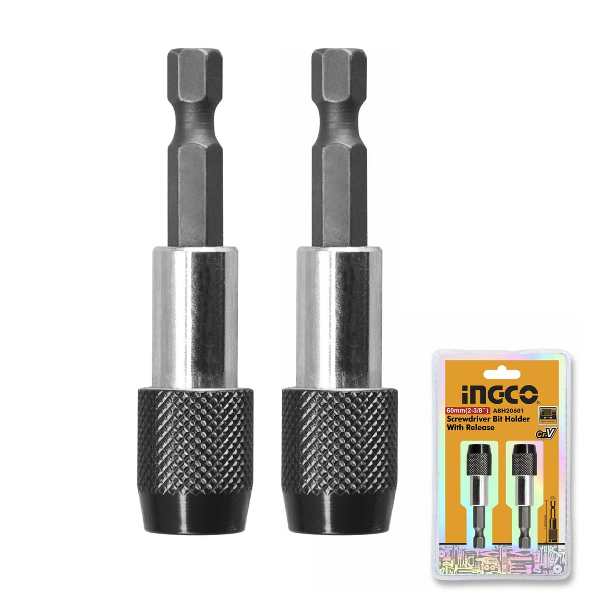 INGCO ABH20601 60mm Screwdriver Bit Holder with Quick Release – 2 Pcs Set