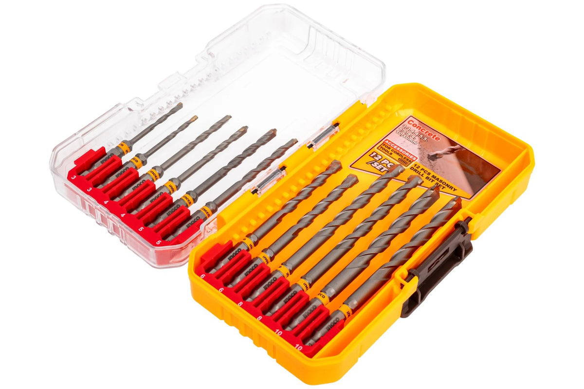INGCO AKDL12206 – 12 Pcs 1/4" Hex Masonry Drill Bit Set, 3–10mm
