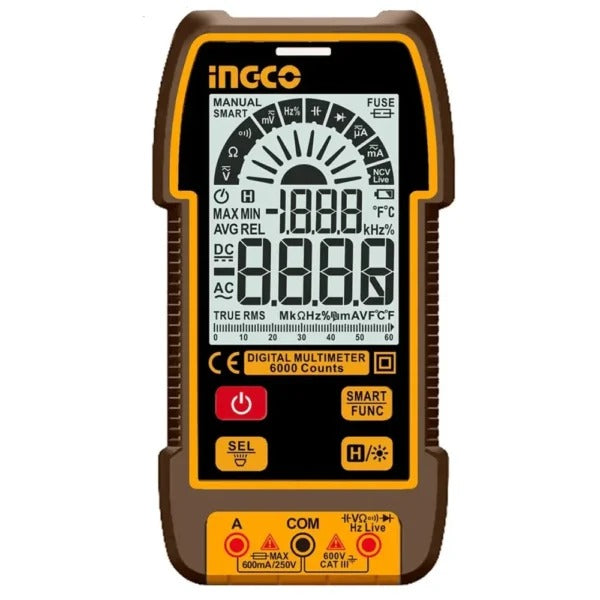 INGCO DM16004 Digital Multimeter 6000 Counts True RMS with Smart Functions